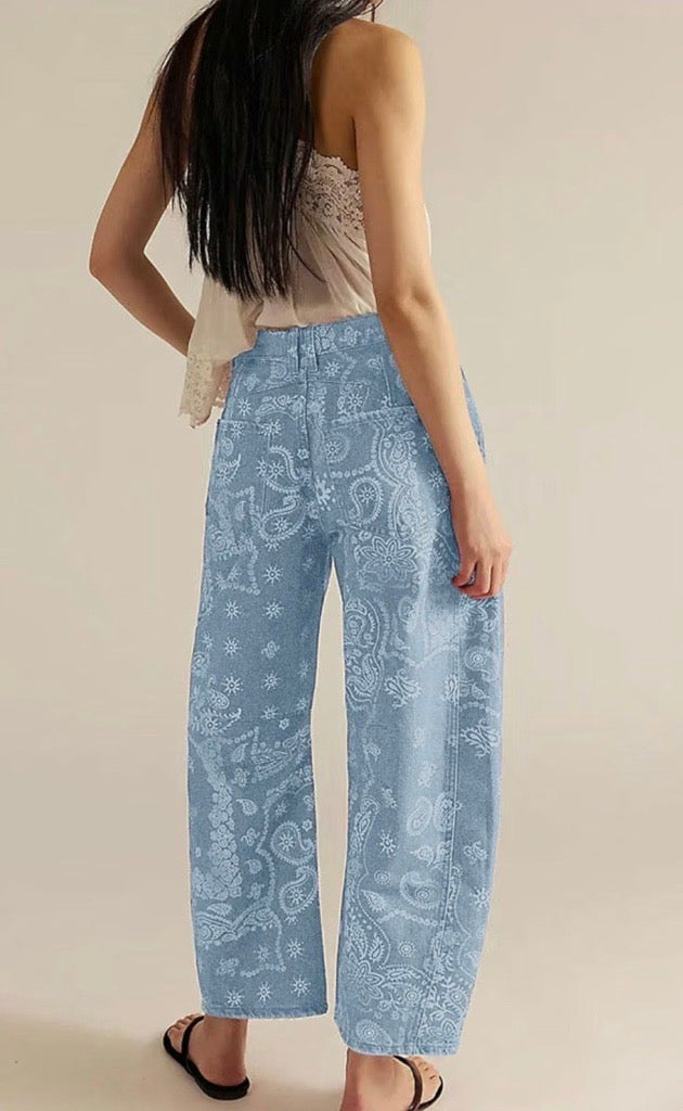 Western Vibes • Paisley Denim • Barrel Fit