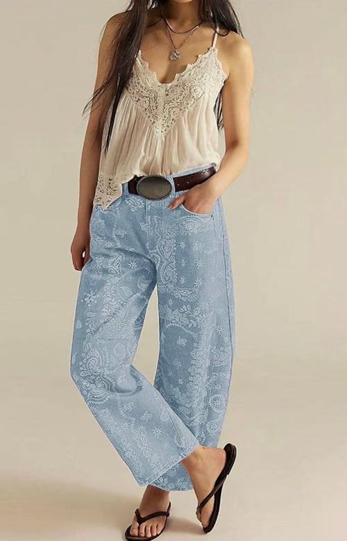Western Vibes • Paisley Denim • Barrel Fit